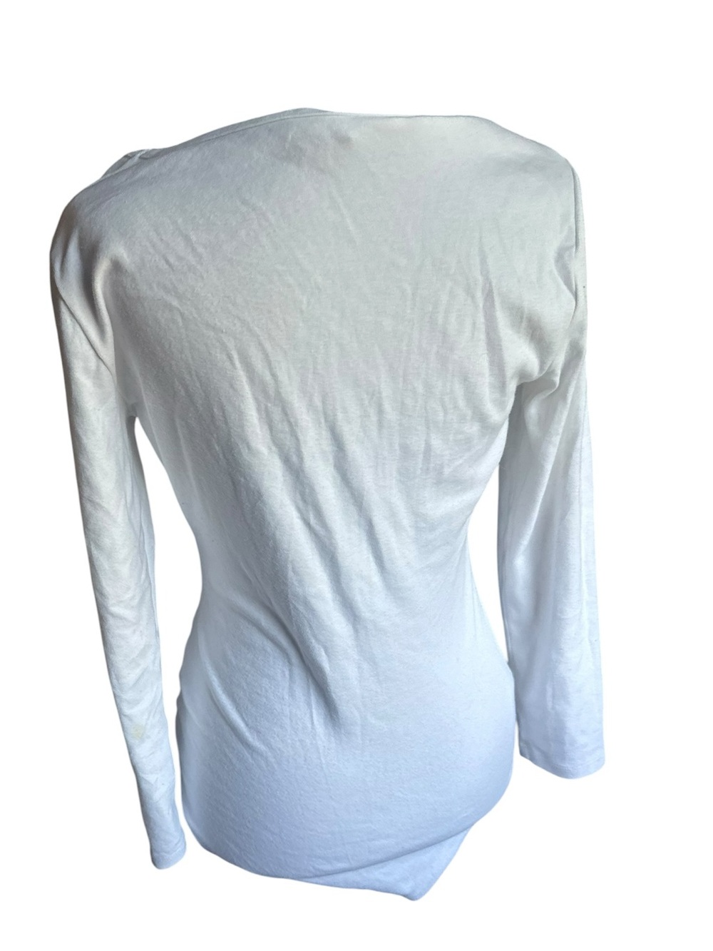 J.Crew Long Sleeve V-Neck Ruched Bodysuit White | Size M - Picture 5 of 7
